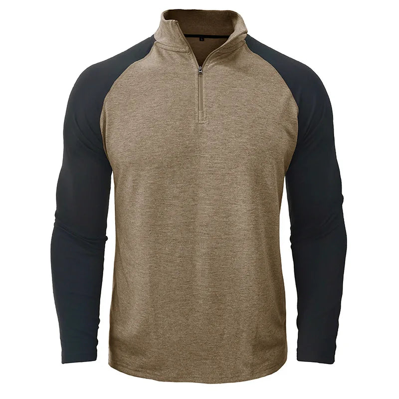 Pullover voor heren met kwartrits en kleurvlakken