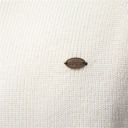 Herren-Pullover aus Baumwolle mit Stehkragen und Viertelreißverschluss