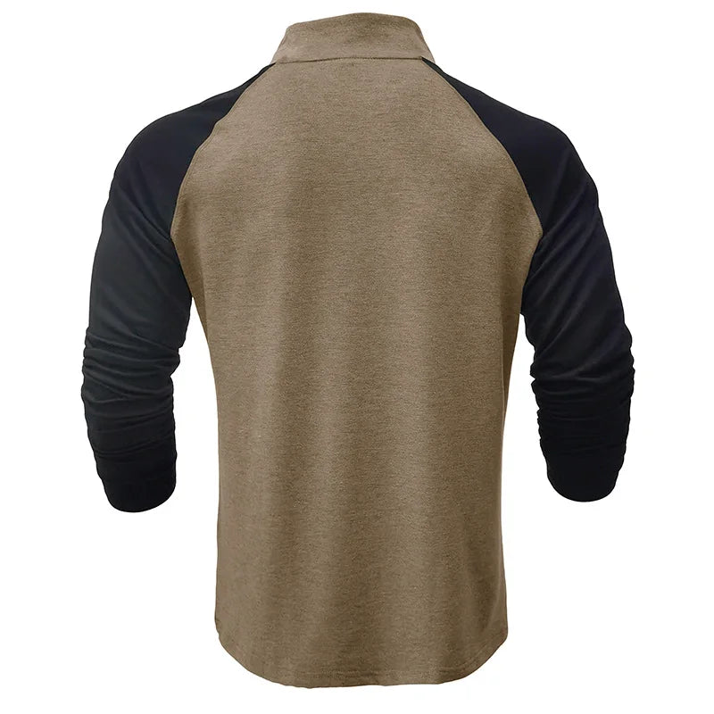 Pullover voor heren met kwartrits en kleurvlakken