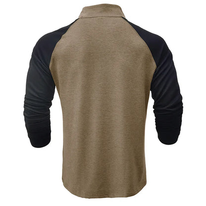 Pullover voor heren met kwartrits en kleurvlakken