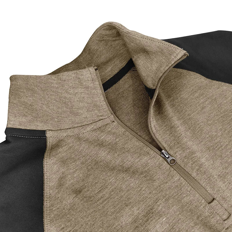 Pullover voor heren met kwartrits en kleurvlakken