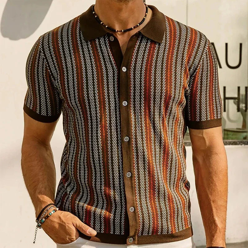 Solano - Slim fit-poloshirt med sildebensmønster