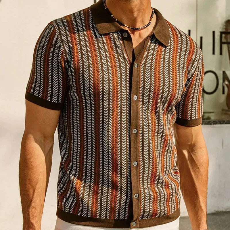 Solano - Slim fit-poloshirt med sildebensmønster