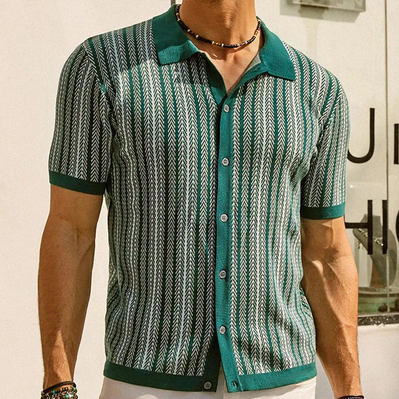 Solano - Slim fit-poloshirt med sildebensmønster