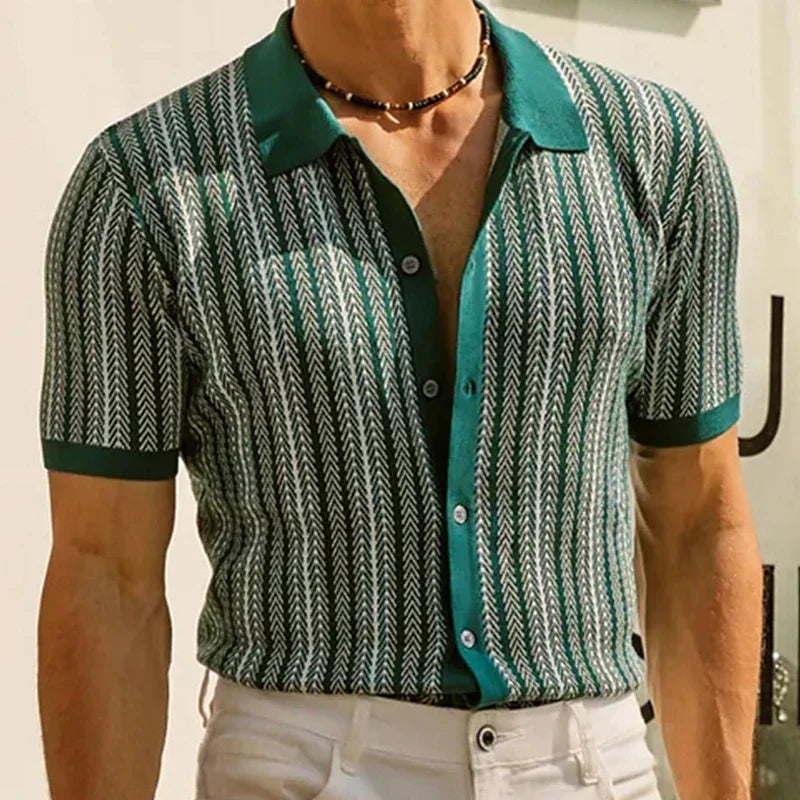 Solano - Slim fit-poloshirt med sildebensmønster