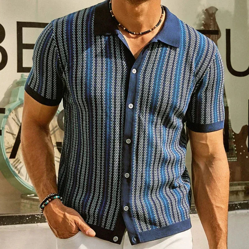 Solano - Slim fit-poloshirt med sildebensmønster