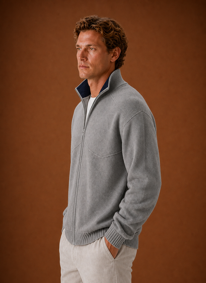 Veste-cardigan pour homme en maille à fermeture éclair intégrale