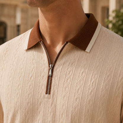 Textured Half-Zip Polo Shirt