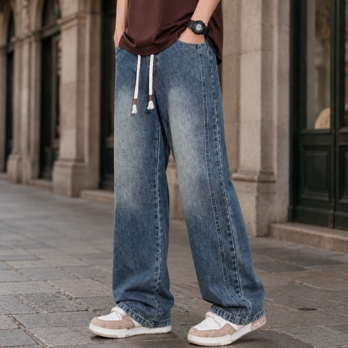 Jeans a gamba larga dal taglio rilassato