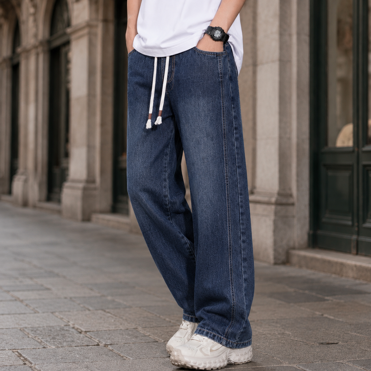 Jeans a gamba larga dal taglio rilassato