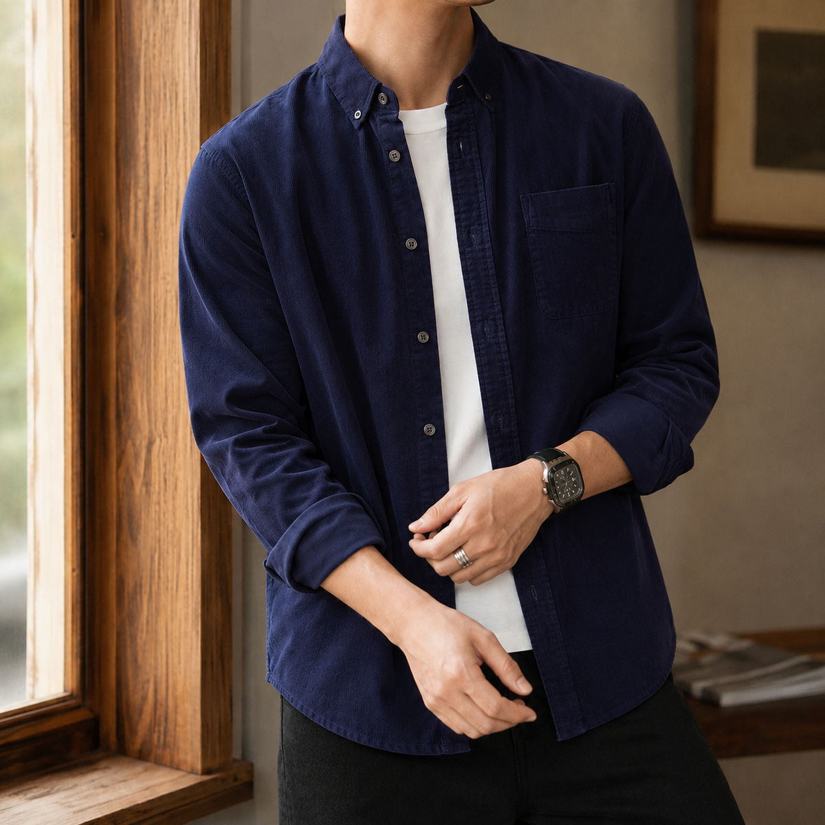 Overshirt met textuurweefsel en relaxed fit