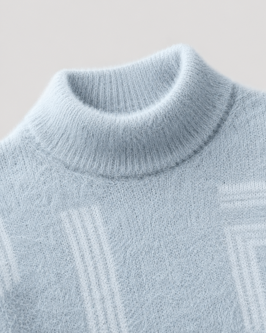 Men's Geometric Fluffy Knit Funnel Neck Sweater