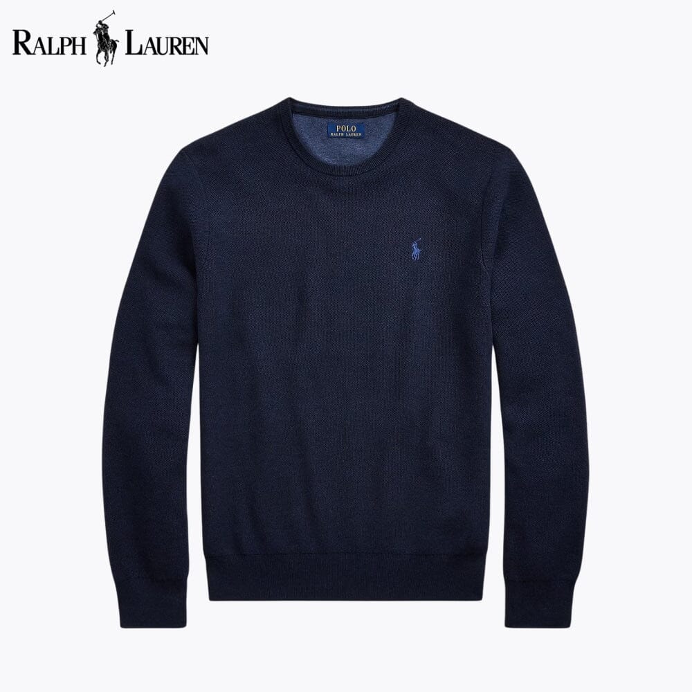 RL Mesh-Knit Cotton Crewneck Sweater
