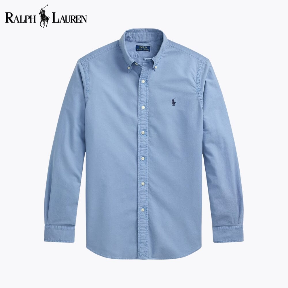 Camisa Oxford de corte justo com tingimento em peça RL