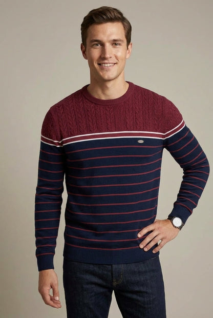 Pull rayé à col rond pour homme